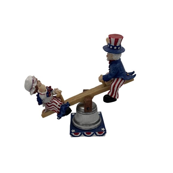 Uncle Sam & Liberty Bell Patriotic Seesaw Figurine - Picture 4 of 5